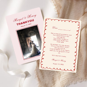Tarjeta De Agradecimiento Elegante Boda estético rojo moderno foto