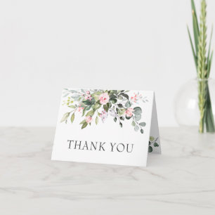 Tarjeta De Agradecimiento Elegante Boda Eucalyptus Rubor Rosa Roses