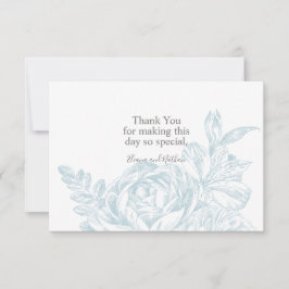 Tarjeta De Agradecimiento Elegante Boda floral azul blanco