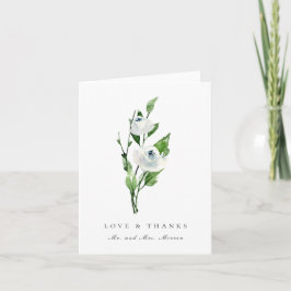 Tarjeta De Agradecimiento Elegante Boda Floral Blanca