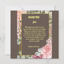 Tarjeta De Agradecimiento Elegante Boda floral Borgoña Rosa Rubor