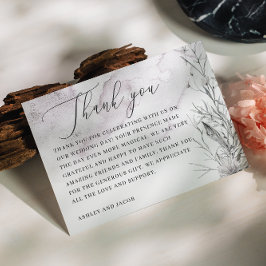 Tarjeta De Agradecimiento Elegante boda floral de acuarela polvorienta púrpu