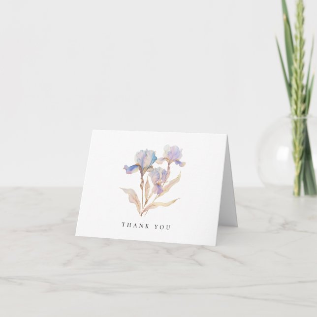 Tarjeta De Agradecimiento Elegante Boda floral de Iris (Anverso)