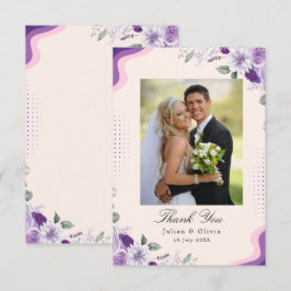 Tarjeta De Agradecimiento Elegante boda floral de lavanda y púrpura