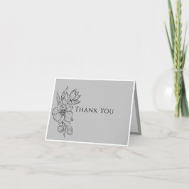 Tarjeta De Agradecimiento Elegante Boda floral de mano gris dibujado