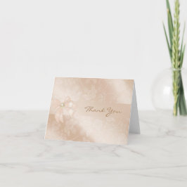 Tarjeta De Agradecimiento Elegante Boda floral de oro Gracias