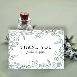 Tarjeta De Agradecimiento Elegante Boda floral elegante Mint Green