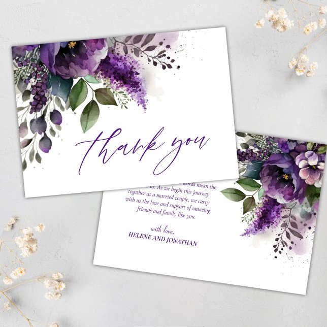 Tarjeta De Agradecimiento Elegante Boda floral floral bohemio moderno Gracia (Elegant Modern Floral Bohemian Wedding Thank You)