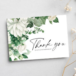 Tarjeta De Agradecimiento Elegante Boda floral moderno Boho Emerald Green