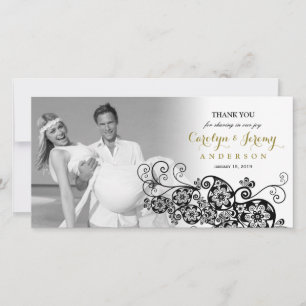 Tarjeta De Agradecimiento Elegante Boda floral Paisley Boho Moda Gracias
