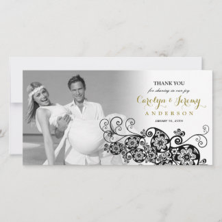 Tarjeta De Agradecimiento Elegante Boda floral Paisley Boho Moda Gracias