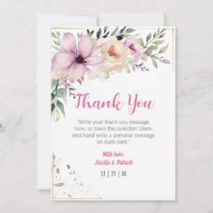 Tarjeta De Agradecimiento Elegante Boda Floral Pastel Pintura Botánica