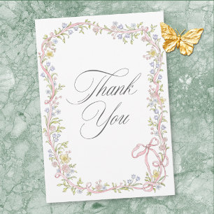 Tarjeta De Agradecimiento Elegante boda floral pastel victoriana