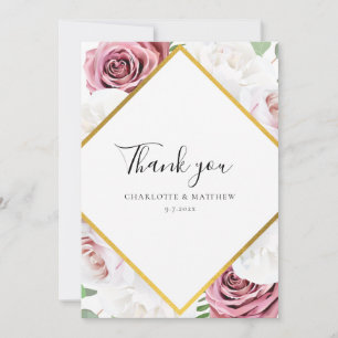 Tarjeta De Agradecimiento Elegante Boda floral Personalizado de fotografía