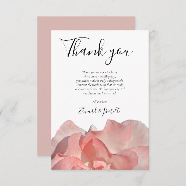 Tarjeta De Agradecimiento Elegante Boda floral rosa de coral (Anverso / Reverso)
