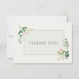 Tarjeta De Agradecimiento Elegante Boda floral rosa y verde Gracias