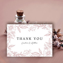 Tarjeta De Agradecimiento Elegante Boda floral Rubor rosa