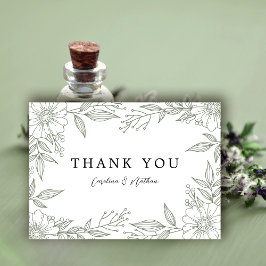Tarjeta De Agradecimiento Elegante Boda floral Sage Green