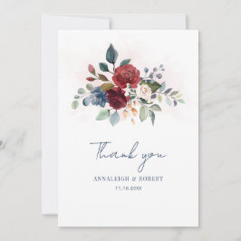 Tarjeta De Agradecimiento Elegante Boda Floral Script Bloom