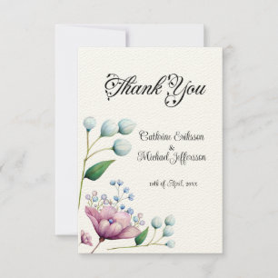 Tarjeta De Agradecimiento Elegante Boda floral suave romance botánico