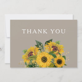 Tarjeta De Agradecimiento Elegante Boda Floral Taupe