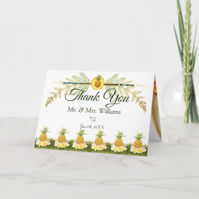 Tarjeta De Agradecimiento Elegante Boda Floral Tropical Verano Gracias (Anverso)