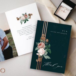 Tarjeta De Agradecimiento Elegante Boda floral vintage