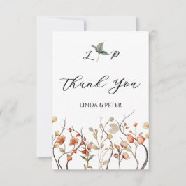 Tarjeta De Agradecimiento Elegante Boda floral vintage neutro