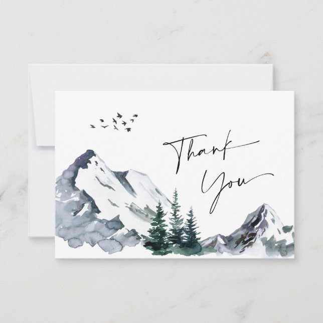 Tarjeta De Agradecimiento Elegante Boda Forestal de las Montañas Acuáticas (Anverso)