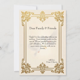 Tarjeta De Agradecimiento Elegante Boda formal de lujo Gold