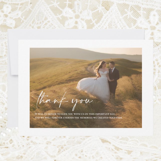 Tarjeta De Agradecimiento Elegante Boda fotográfico (Subido por el creador)