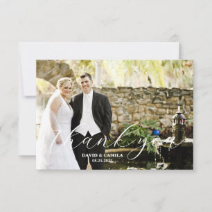 Tarjeta De Agradecimiento Elegante Boda fotográfico Beatrice Script