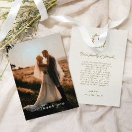 Tarjeta De Agradecimiento Elegante Boda fotográfico clásico de Escudo dorado