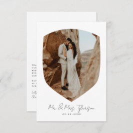 Tarjeta De Agradecimiento Elegante Boda fotográfico con marcos manuscritos G