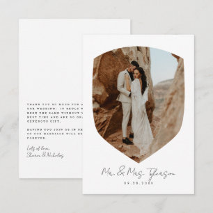 Tarjeta De Agradecimiento Elegante Boda fotográfico con marcos manuscritos G