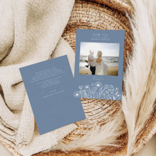 Tarjeta De Agradecimiento Elegante Boda fotográfico de Flor Silvestre Dusty