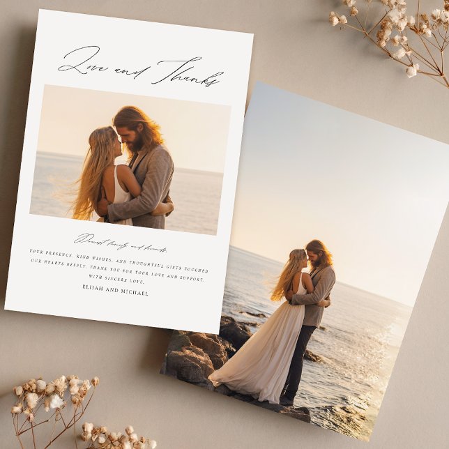 Tarjeta De Agradecimiento Elegante Boda fotográfico de playa (Subido por el creador)