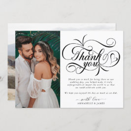 Tarjeta De Agradecimiento Elegante Boda fotográfico de tipografía