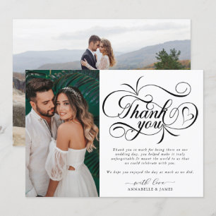 Tarjeta De Agradecimiento Elegante Boda fotográfico de tipografía