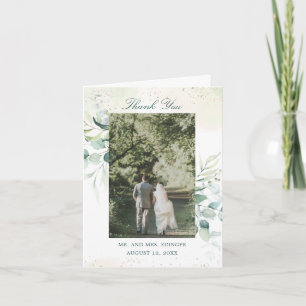 Tarjeta De Agradecimiento Elegante Boda fotográfico Eucalyptus