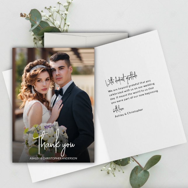 Tarjeta De Agradecimiento Elegante Boda fotográfico gracias (Subido por el creador)