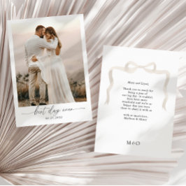 Tarjeta De Agradecimiento Elegante Boda fotográfico marfileño beige barba