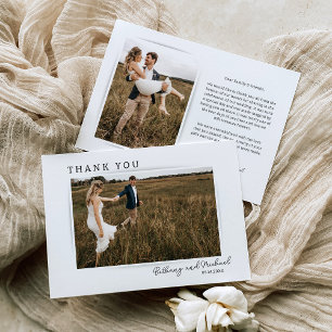 Tarjeta De Agradecimiento Elegante Boda fotográfico moderno