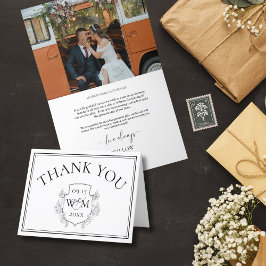 Tarjeta De Agradecimiento Elegante Boda fotográfico monograma