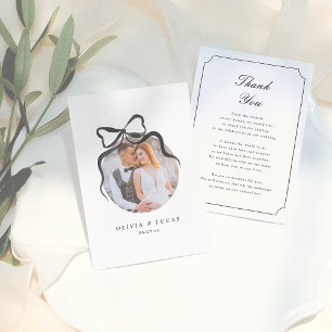 Tarjeta De Agradecimiento Elegante Boda fotográfico negro y blanco singulare