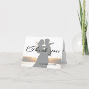 Tarjeta De Agradecimiento Elegante Boda fotográfico romántico