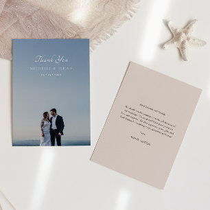 Tarjeta De Agradecimiento Elegante Boda fotográfico rosa y polvoriento
