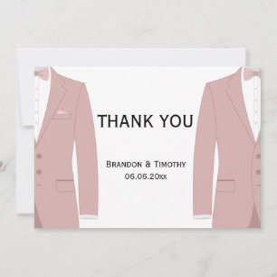 Tarjeta De Agradecimiento Elegante Boda Gay Rosa Gracias Cartas