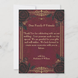 Tarjeta De Agradecimiento Elegante Boda Gótico Romance
