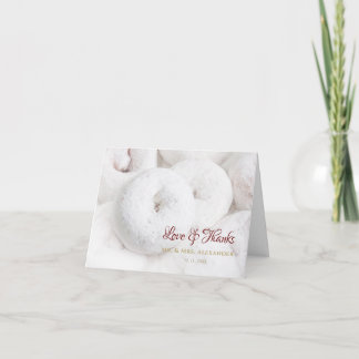 Tarjeta De Agradecimiento Elegante Boda Gracias Ethereal White Doughnut